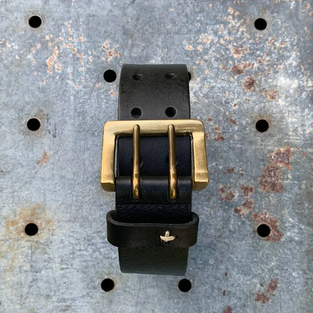 Rag & Bone brass buckle double perforated leather belt - Picture 12 of 12